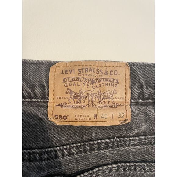 Vintage Levis 550 Jeans Mens 40x32 Black Relaxed Fit Tapered Leg Orange Tab 90s - Picture 11 of 13